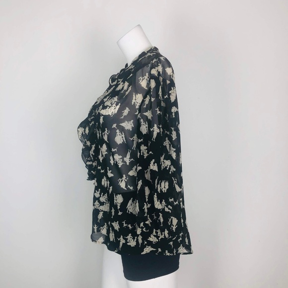 HD In Paris Ruffled Picea Black Dance Music Blouse - Picture 4 of 6